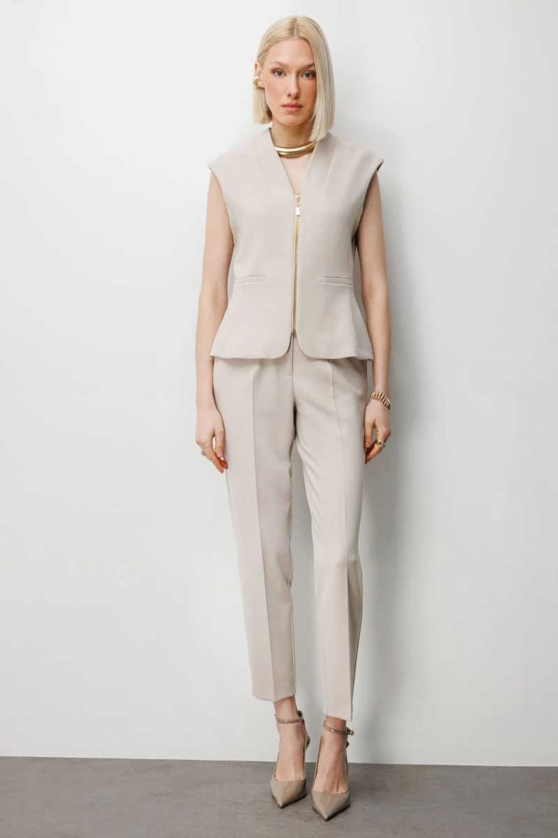 Ekol Kadın Düz Kesim Yüksek Bel Pantolon 1012 Kum Kum