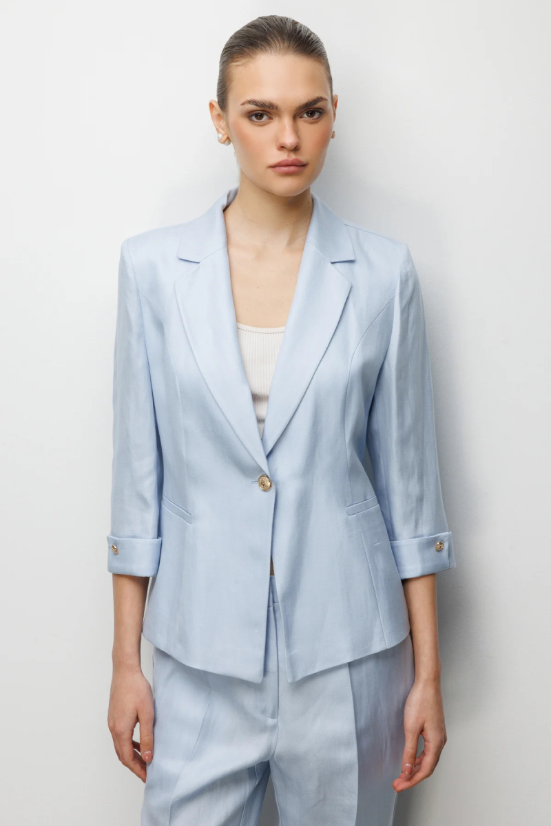 Ekol Kadın Fleto Cepli Duble Kol Ceket 1024 Mavi Mavi