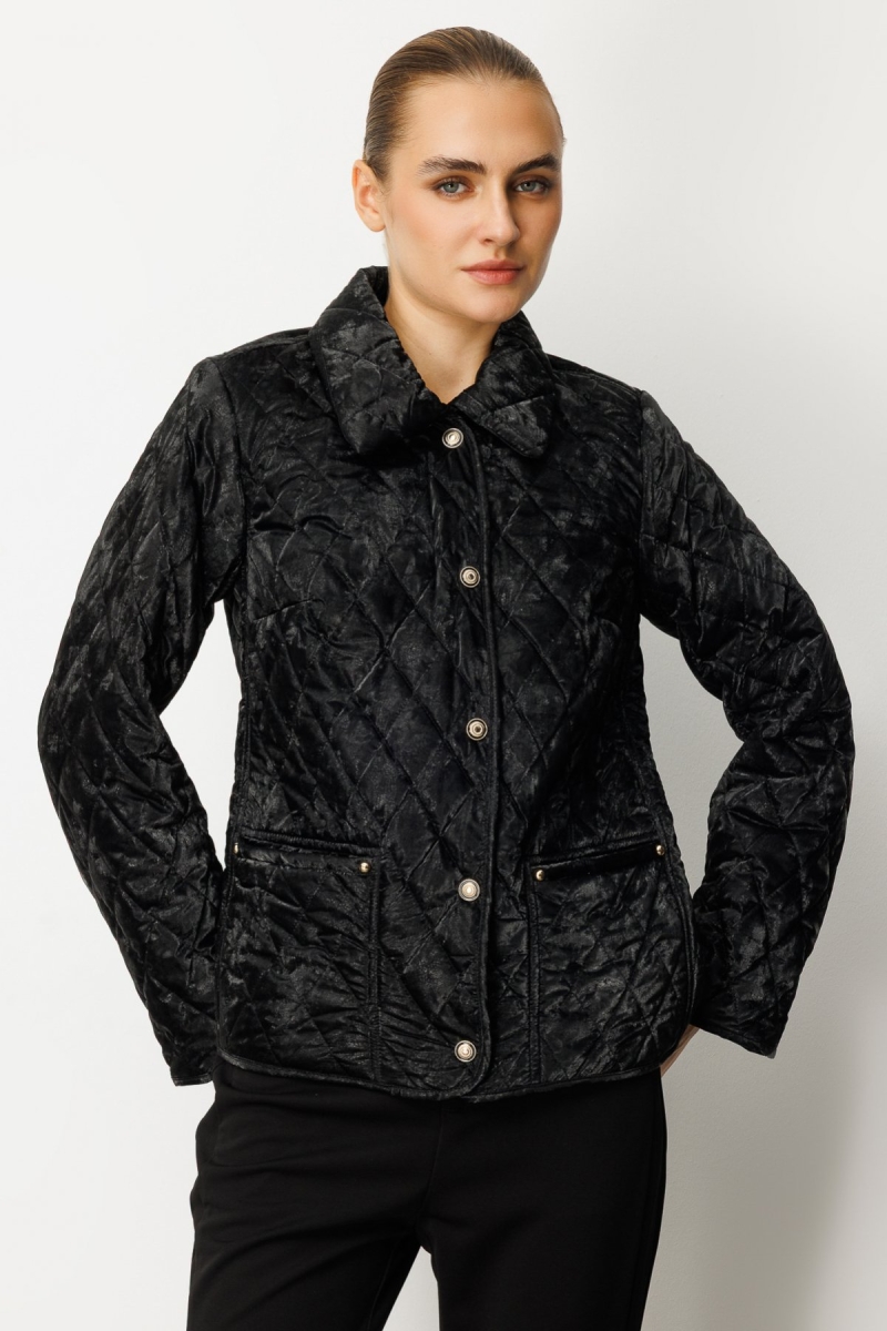 Ekol Kadın İçi Polarlı Kapitone Mont 6603 Siyah Siyah