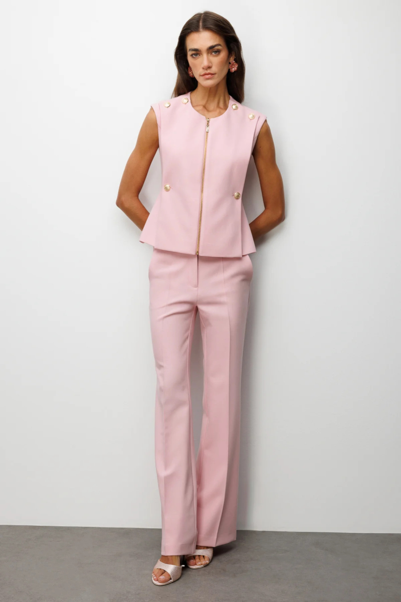 Ekol Kadın İspanyol Paça Düşük Bel Pantolon 1004 Pembe Pembe