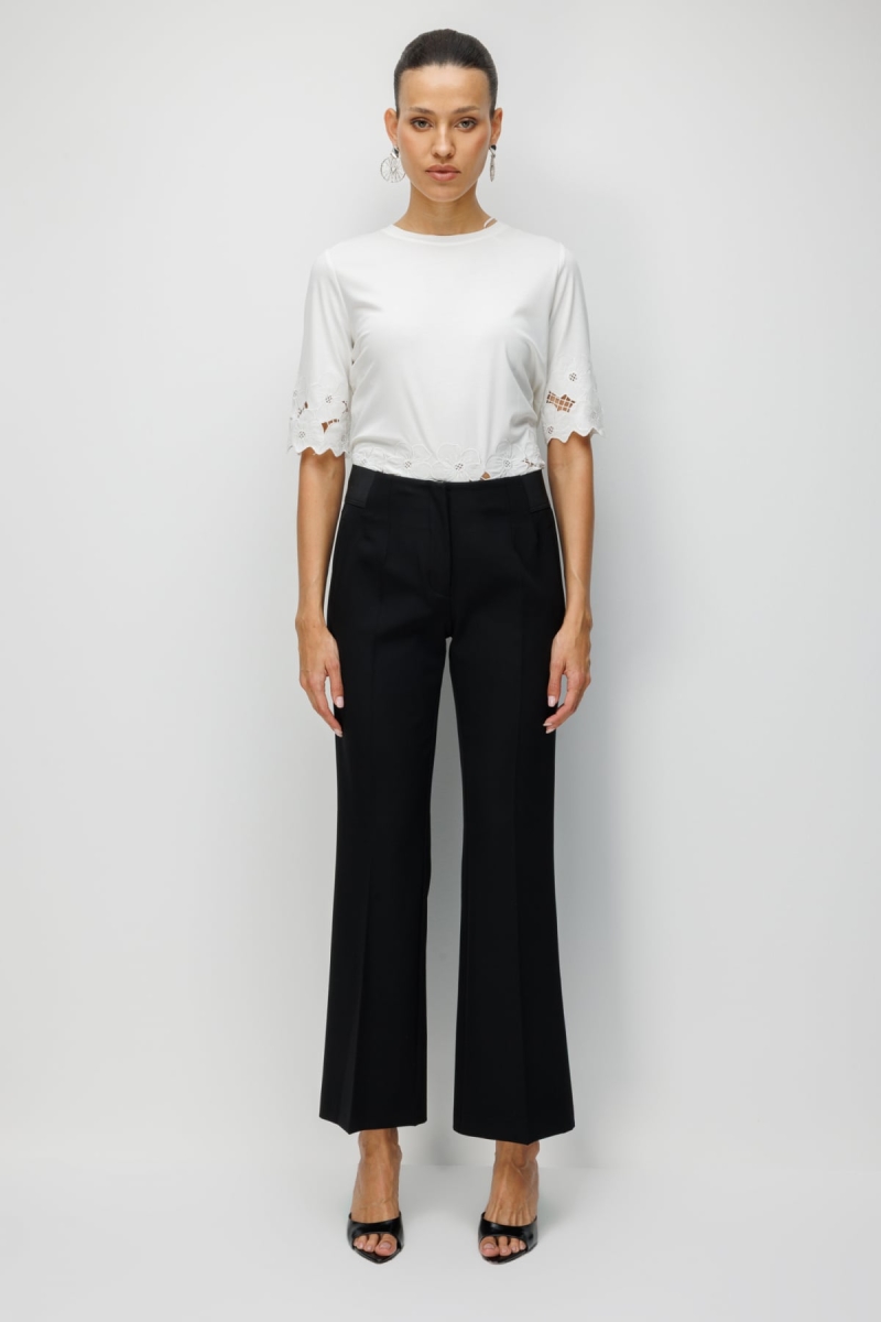 Ekol Kadın İspanyol Paça Lastikli Pantolon 4162 Siyah Siyah