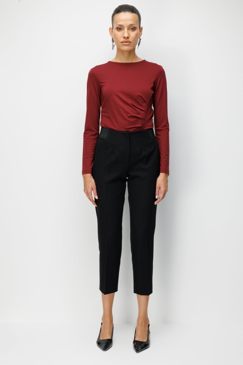 Ekol Kadın Kalın Lastikli Dar Paça Pantolon 4166 Siyah Siyah