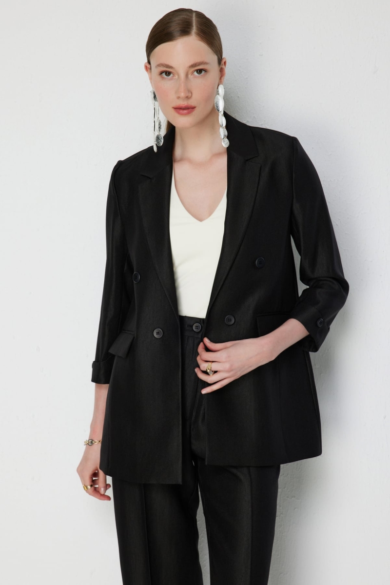 Ekol Kadın Kapak Cepli Vatkalı Ceket 1270 Siyah Siyah