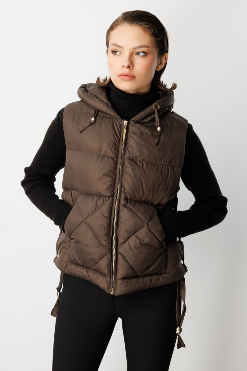 Ekol Kadın Kapüşonlu Şişme Yelek 8581 Haki Haki