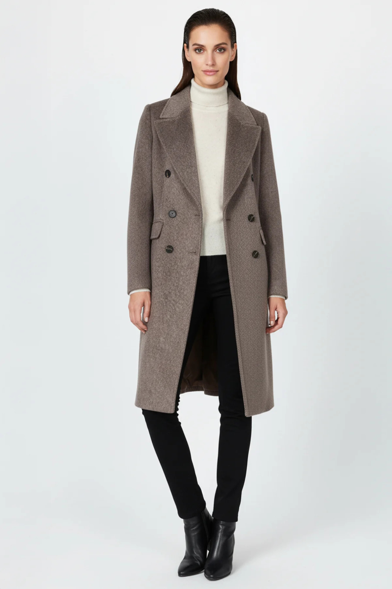 Ekol Kadın Kruvaze Yaka Kapak Cepli Kaban 6069 Mocha MOCHA