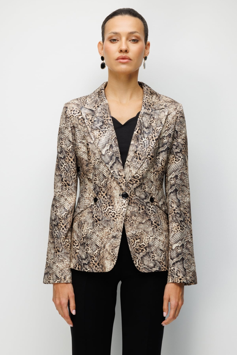 Ekol Kadın Leopar Desenli Tek Düğme Ceket 1048 Leopar LEOPAR