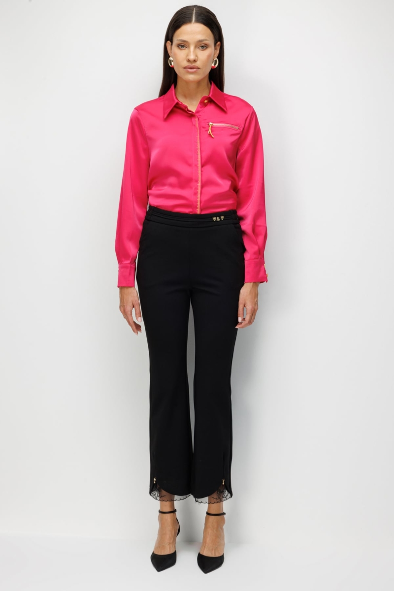 Ekol Kadın Paçası Taş İşlemeli Yan Cep Pantolon 4922 Siyah Siyah