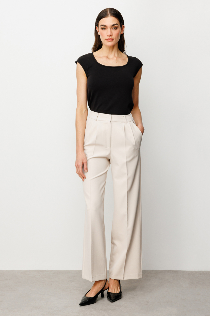 Ekol Kadın Pileli Bol Paça Pantolon 2010 Kum Kum