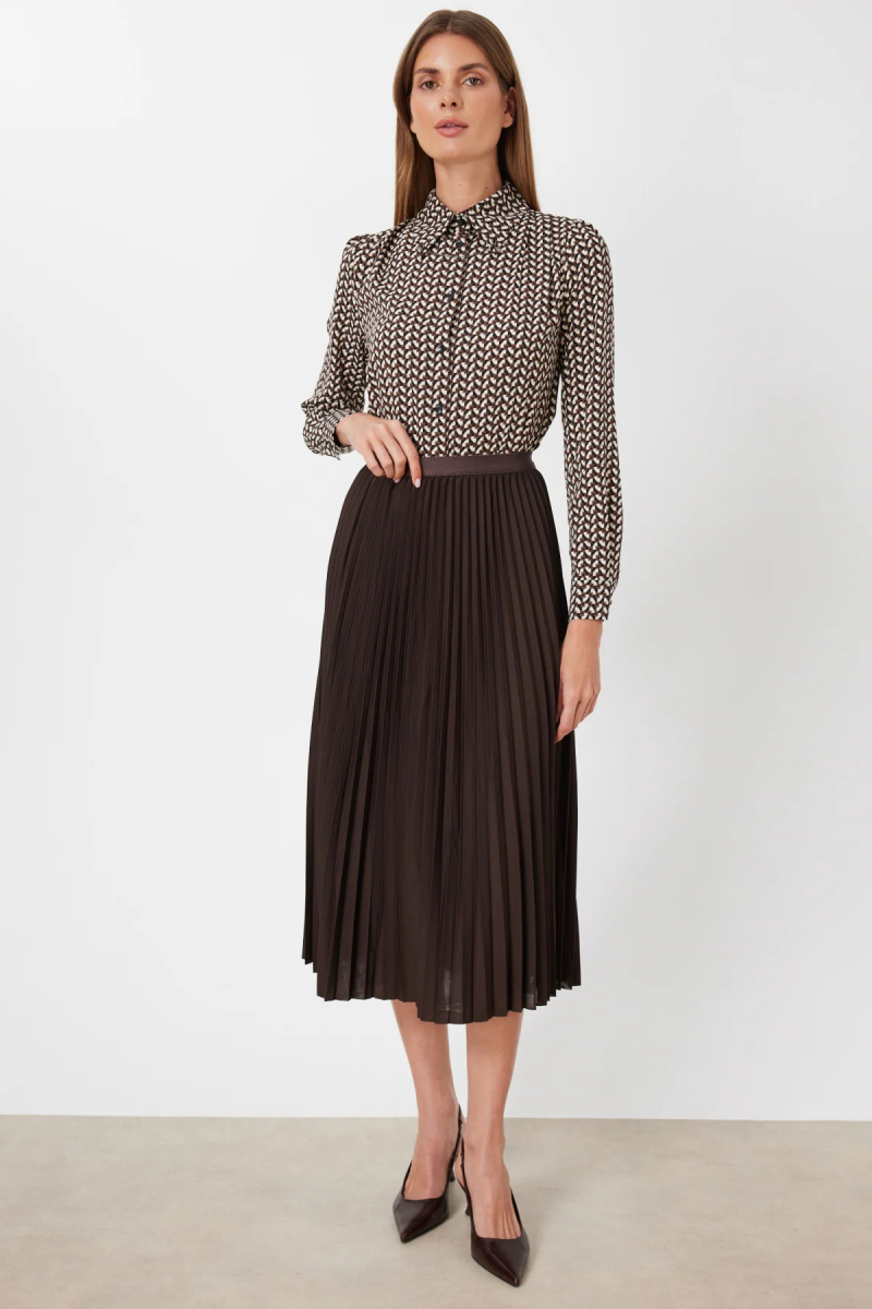 Ekol Kadın Piliseli Midi Etek 3960 Kakao KAKAO