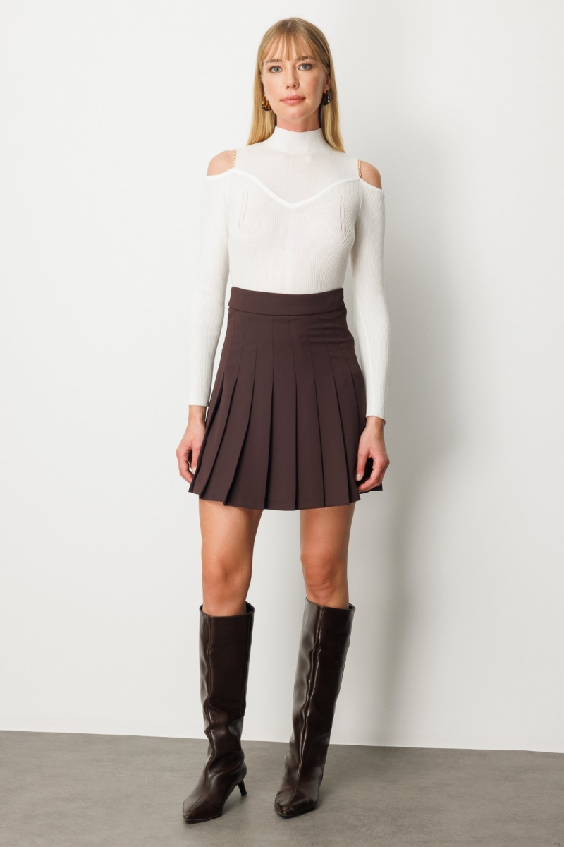 Ekol Kadın Piliseli Tenis Etek 2005 Kahverengi Kahverengi