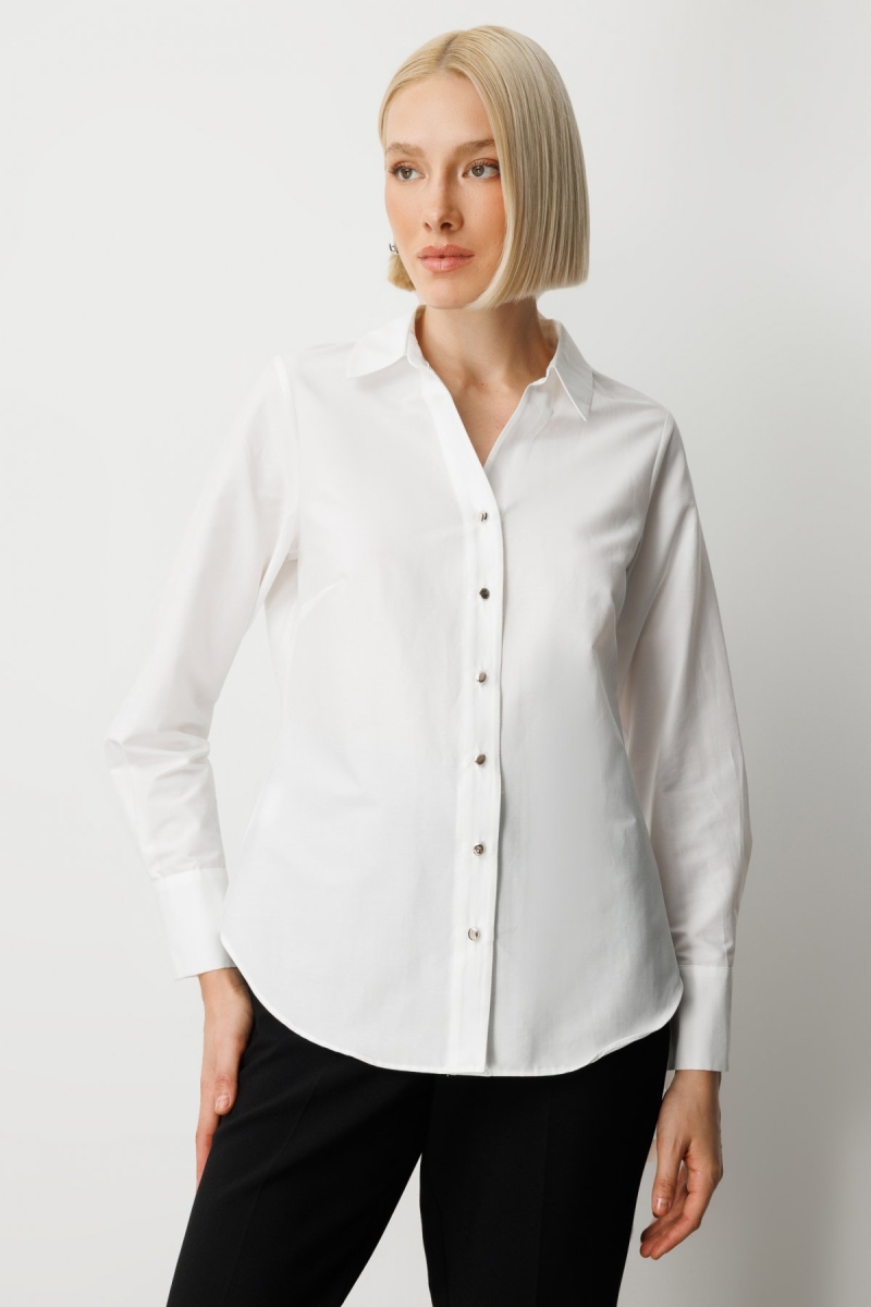 Ekol Kadın Polo Yaka Pamuklu Gömlek 3049 Ekru Ekru