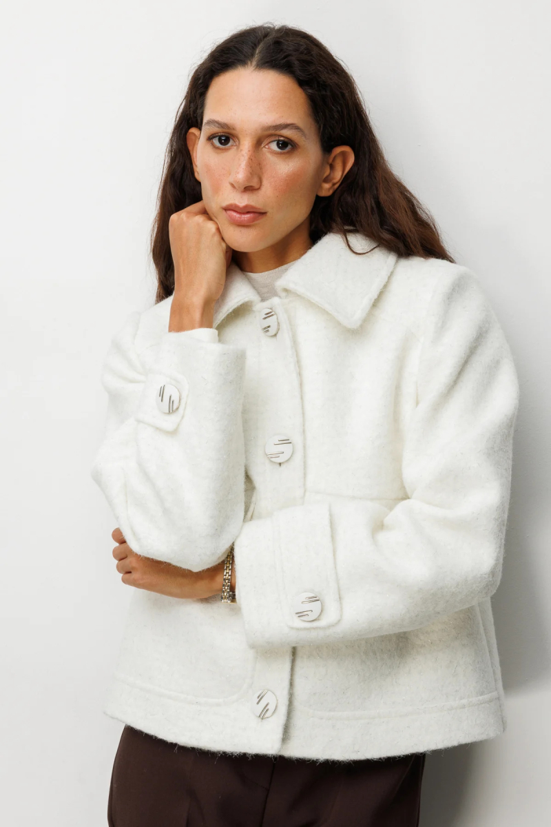 Ekol Kadın Süs Kapak Cepli Simli Mont 6089 Ekru Ekru