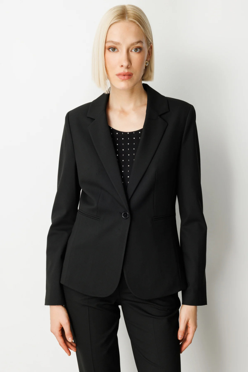 Ekol Kadın Tek Düğme Fleto Cepli Ceket 5181 Siyah Siyah