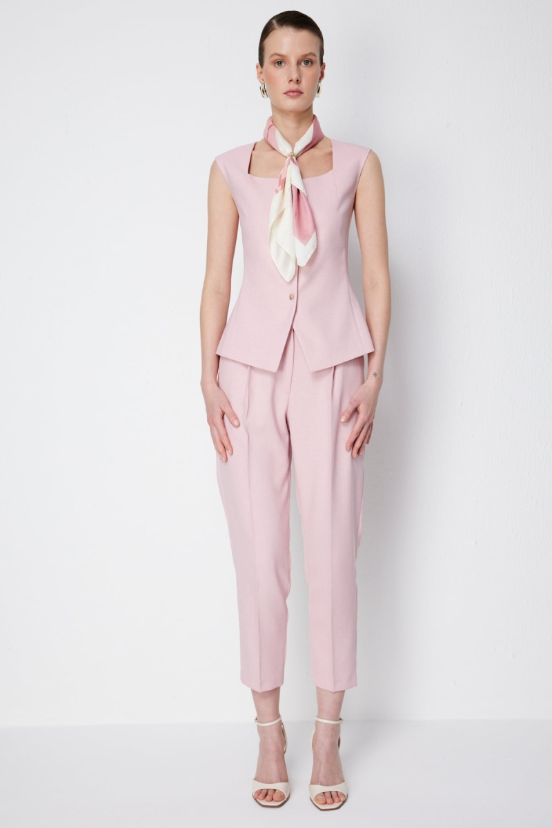 Ekol Kadın Yan Cepli Dar Paça Pantolon 1192 Pudra Pudra