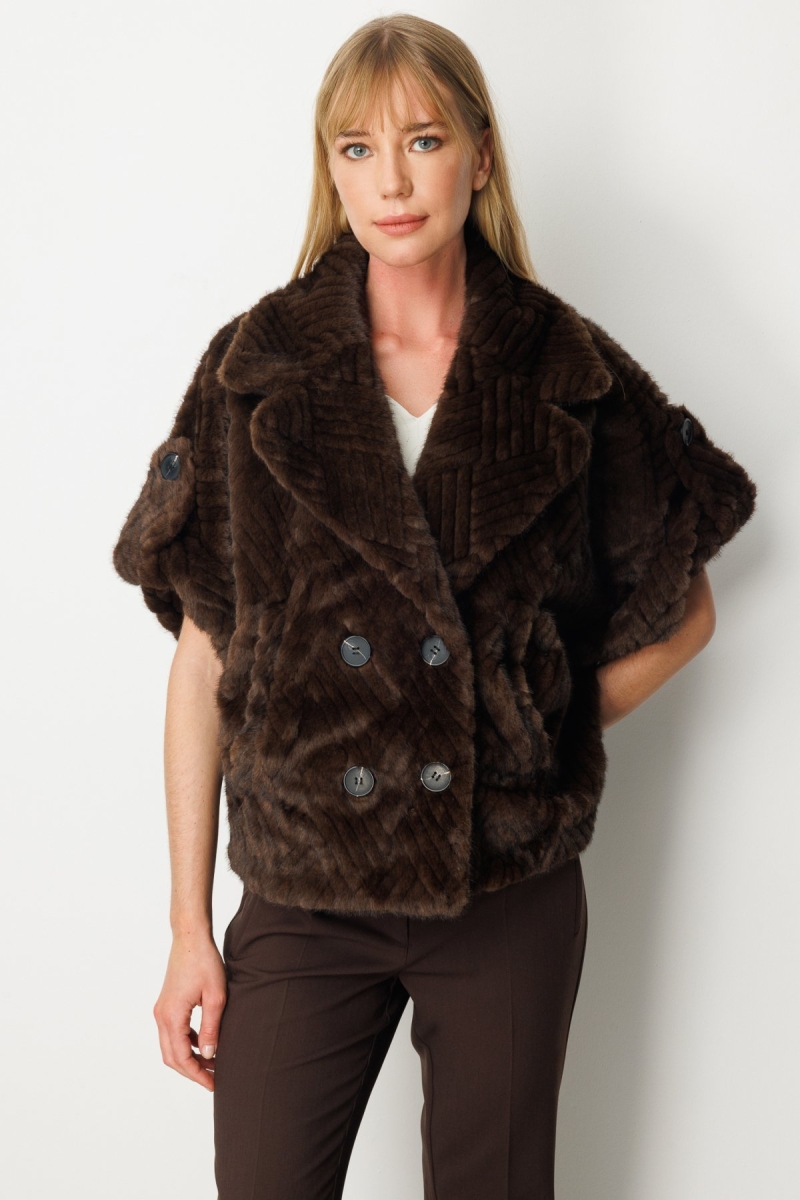 Ekol Kadın Yarasa Kol Peluş Mont 6901 Kahverengi Kahverengi