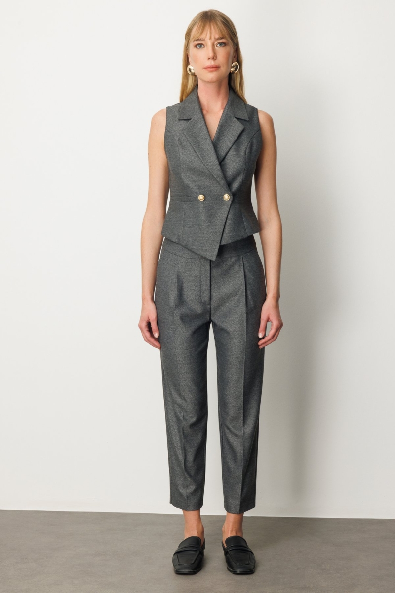 Ekol Kadın Yüksek Bel Dar Paça Pantolon 5055 Antrasit Antrasit