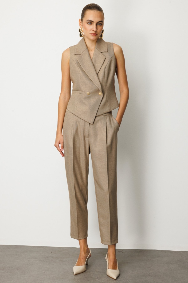 Ekol Kadın Yüksek Bel Dar Paça Pantolon 5055 Gold GOLD