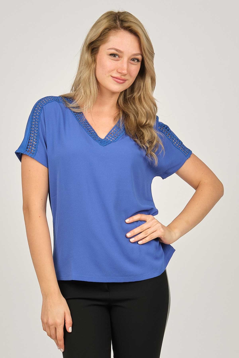Ella Camelia Kadın Dantel Detaylı Bluz 5010027 Saks Saks