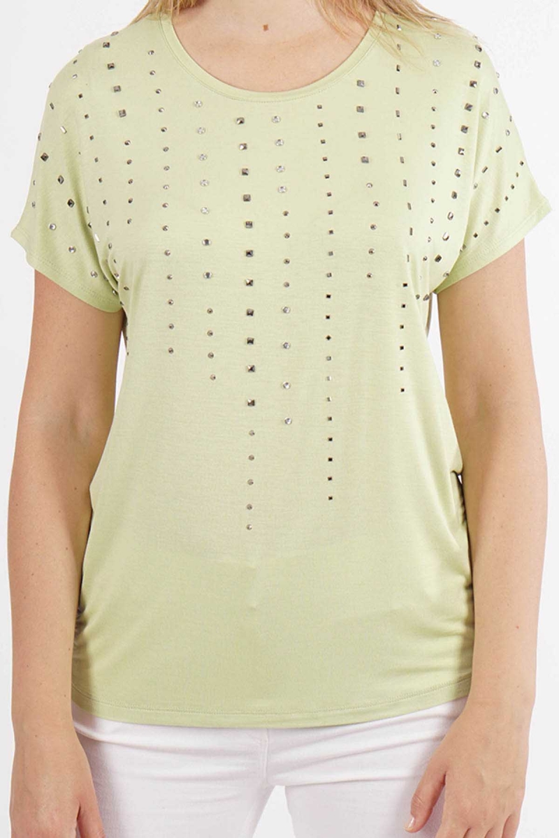 Ella Camelia Kadın Taş Detaylı Bluz 501055 Limon LİMON