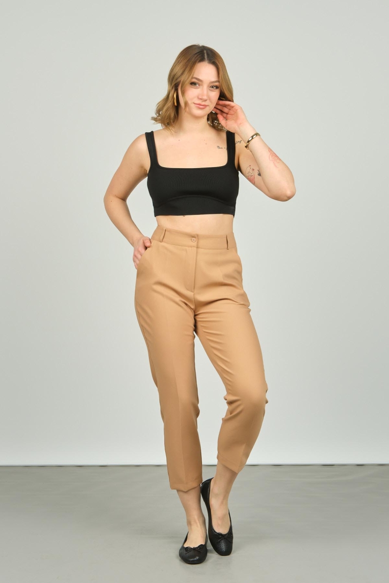 FA Pantolon Kadın Bilek Boy Dar Kalıp Pantolon 7003 Camel Camel