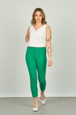 FA Pantolon Kadın Bilek Boy Dar Kalıp Pantolon 7410 Yeşil Yeşil