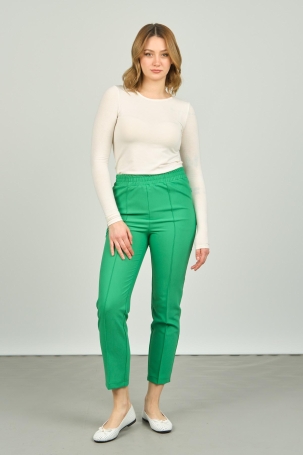 FA Pantolon Kadın Bilek Boy Önden Çizgi Dikişli Dar Kalıp Pantolon 6000 Yeşil Yeşil