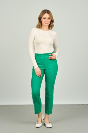 FA Pantolon Kadın Çift Cep Bilek Boy Dar Paça Pantolon 7002 Yeşil Yeşil