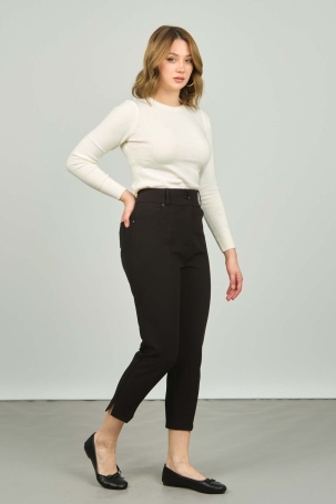 F&A Tekstil Kadın Yüksek Bel Pantolon 7209 Siyah Siyah