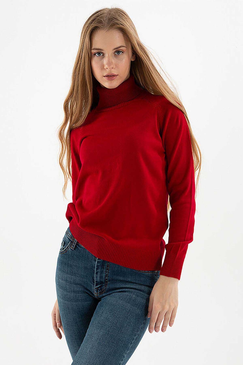 Fashion Friends Kadın Balıkçı Yaka Kazak 23K0401K1 Bordo Bordo