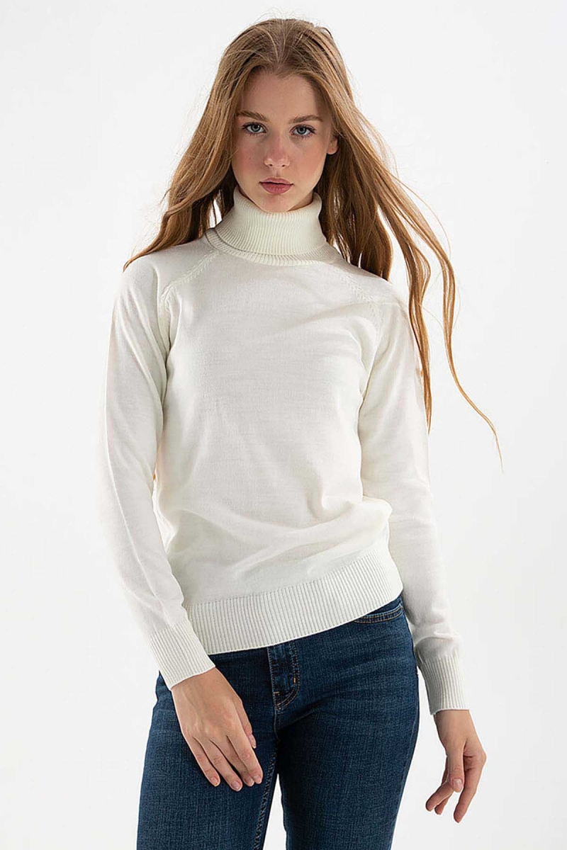 Fashion Friends Kadın Balıkçı Yaka Kazak 23K0401K1 Ekru Ekru