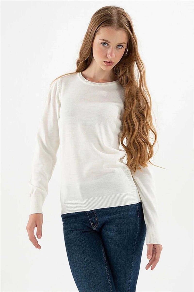 Fashion Friends Kadın Bisiklet Yaka Kazak 23K0245K1 Ekru Ekru