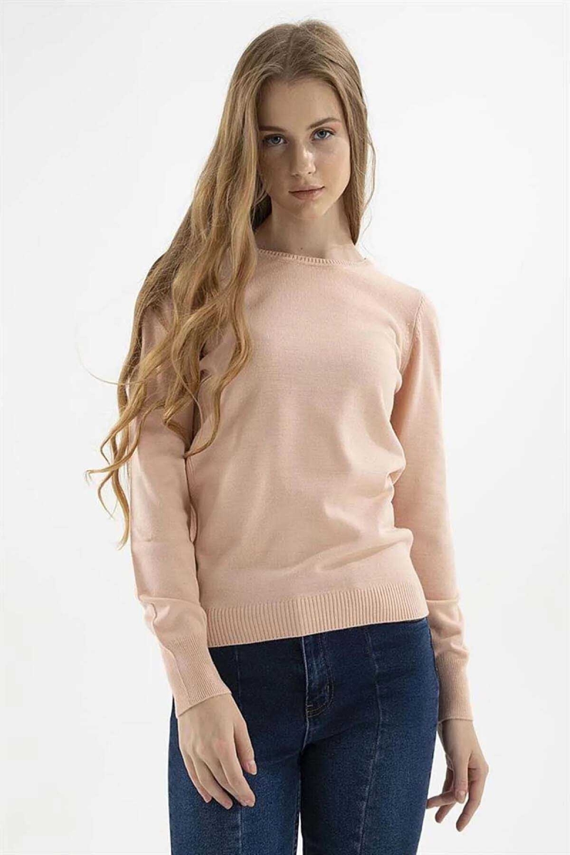 Fashion Friends Kadın Bisiklet Yaka Kazak 23K0245K1 Pudra Pudra