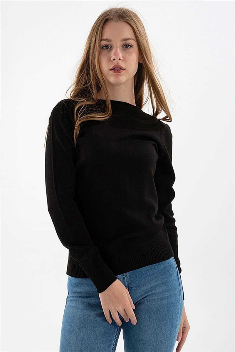 Fashion Friends Kadın Bisiklet Yaka Kazak 23K0245K1 Siyah Siyah