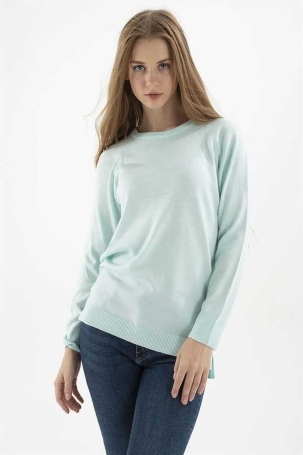 Fashion Friends Kadın Bisiklet Yaka Kazak K0242K1 Mint Mint