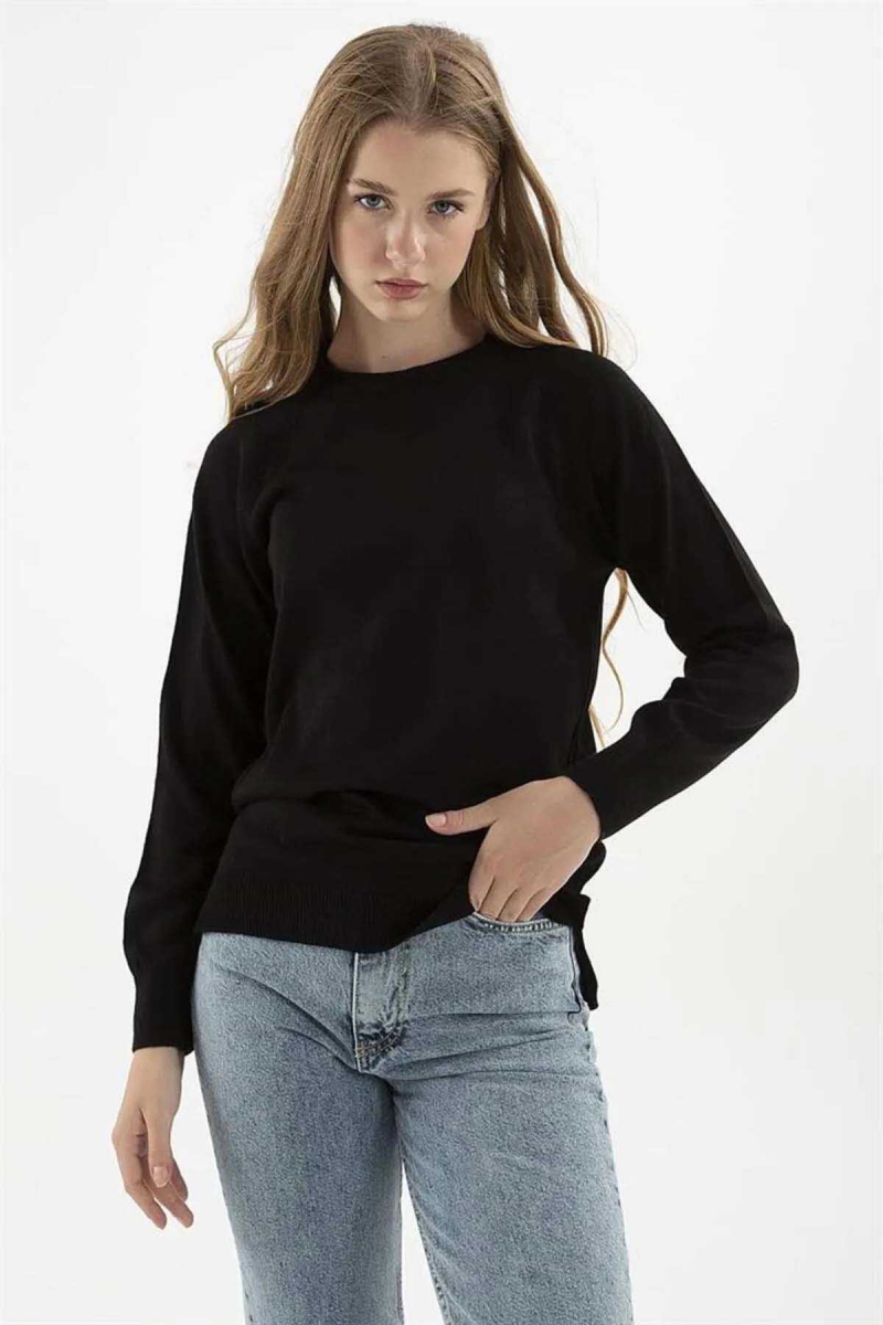 Fashion Friends Kadın Bisiklet Yaka Kazak K0242K1 Siyah Siyah