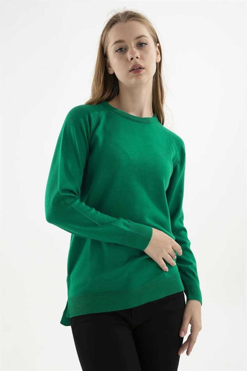 Fashion Friends Kadın Bisiklet Yaka Kazak K0242K1 Yeşil Yeşil