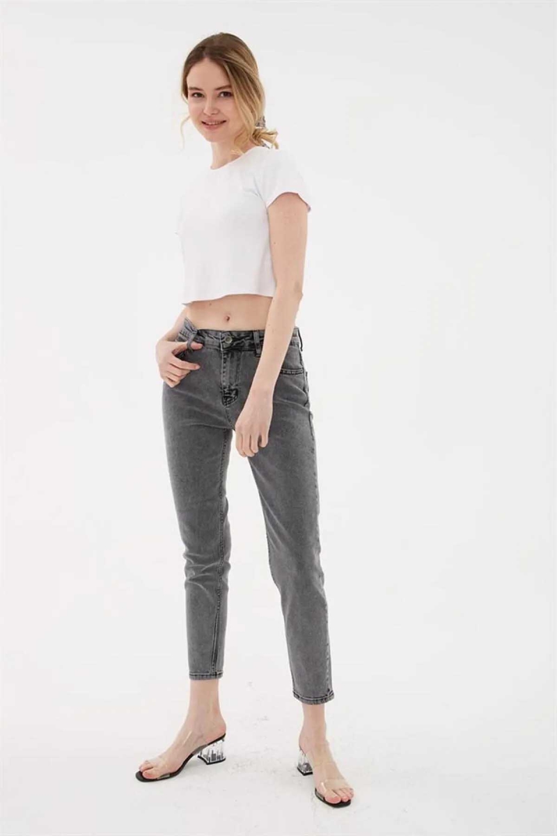 Fashion Friends Kadın Mom Jean Pantolon 23K0792K1 Gri Gri