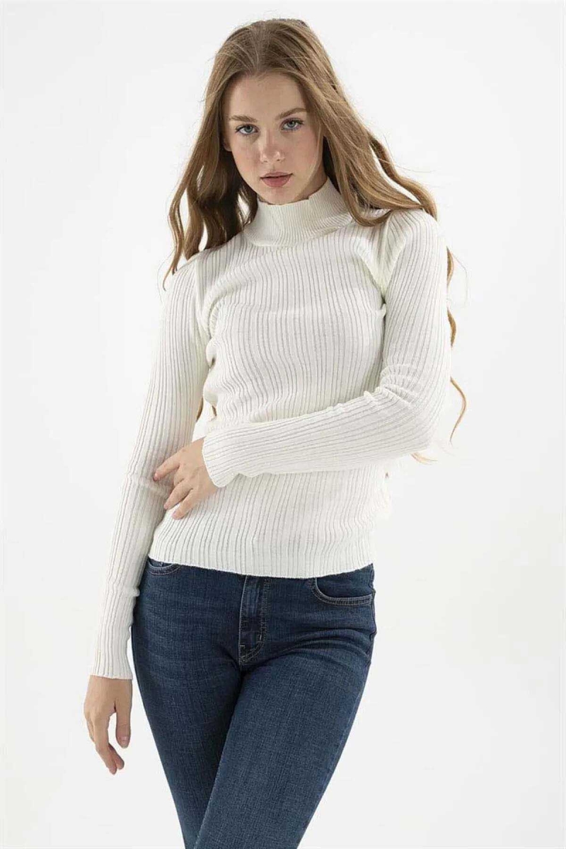 Fashion Friends Kadın Yarım Balıkçı Kazak 23K0389K1 Ekru Ekru