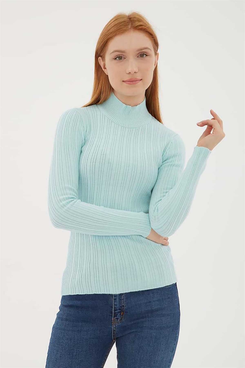 Fashion Friends Kadın Yarım Balıkçı Kazak 23K0389K1 Mint Mint