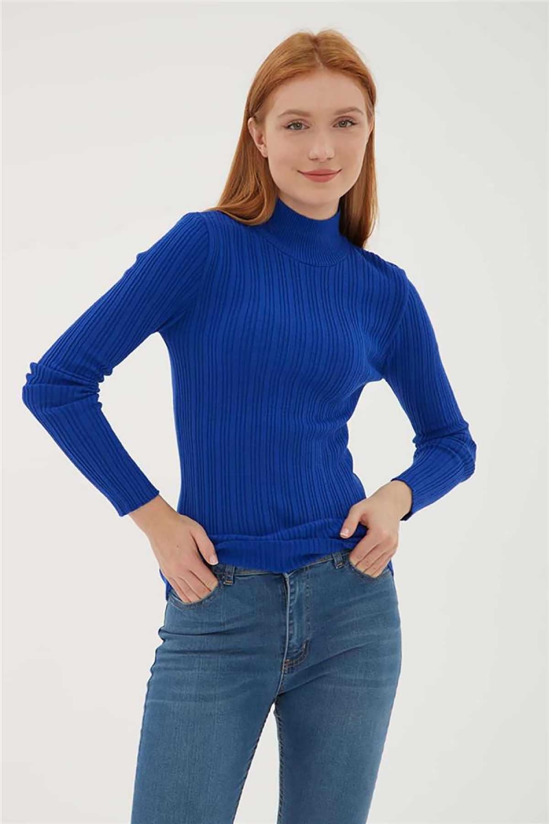 Fashion Friends Kadın Yarım Balıkçı Kazak 23K0389K1 Saks Saks