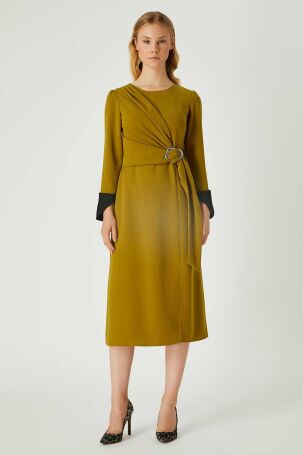 Fever Kadın Toka Detaylı Elbise 332116018 Yağ Yeşili YAĞ YEŞİLİ