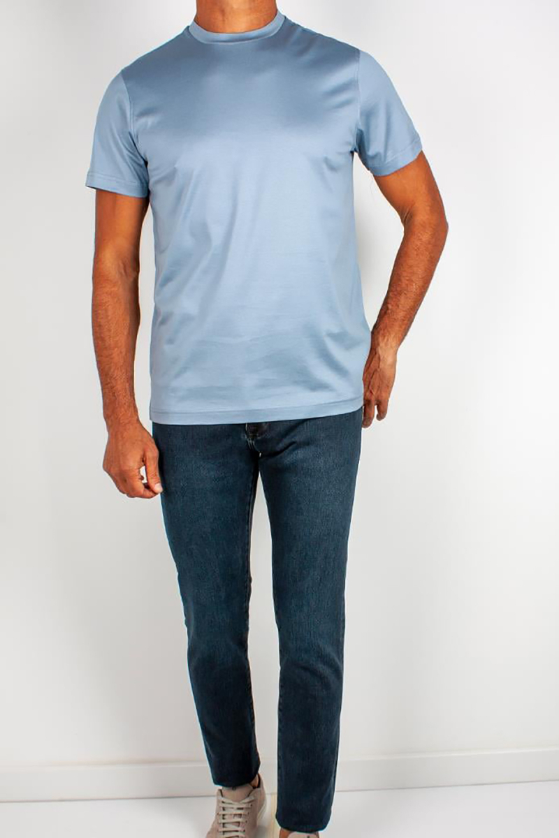 Formenti Erkek Bisiklet Yaka %100 Pamuk T-Shirt FSP-502 Mavi Mavi