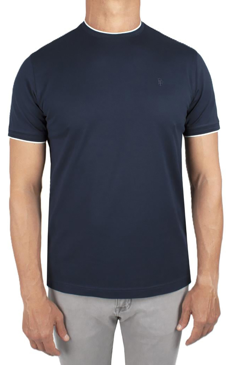 Formenti Erkek Sıfır Yaka Kısa Kollu %100 Pamuk T-Shirt 1543 Koyu Lacivert Koyu Lacivert