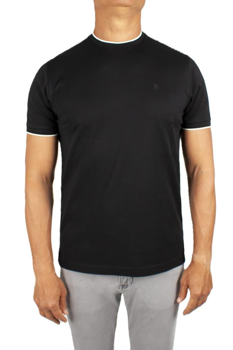Formenti Erkek Sıfır Yaka Kısa Kollu %100 Pamuk T-Shirt 1543 Siyah Siyah