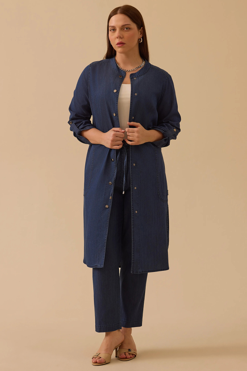 Galaxi Kadın Büyük Beden Cepli Uzun Jean Kap 4011 Indigo Indigo