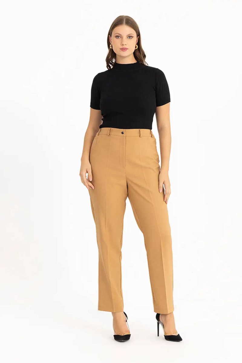 Galaxi Kadın Büyük Beden Klasik Pantolon 3051036 Camel Camel