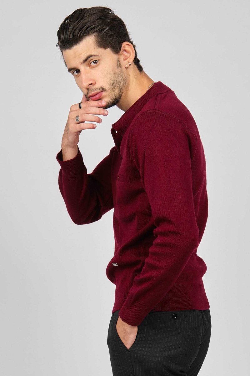 Haki Triko Erkek Polo Yaka Kazak 6081214 Bordo Bordo