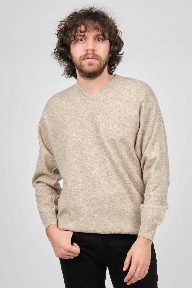 Ida Erkek Lambswool V Yaka Kazak 0593130 Bej Bej