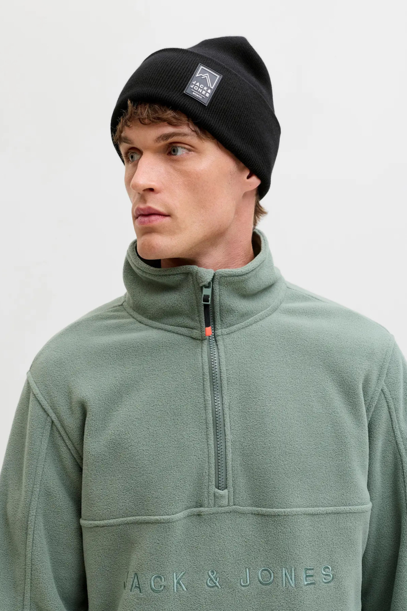 Jack & Jones Erkek Jacalpes Logo Detaylı Örme Bere 12286472 Siyah Siyah