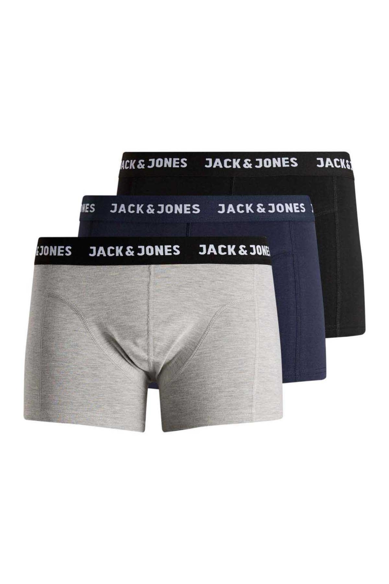 Jack & Jones Erkek Jacanthony 3'lü Boxer 12160750 Siyah Siyah
